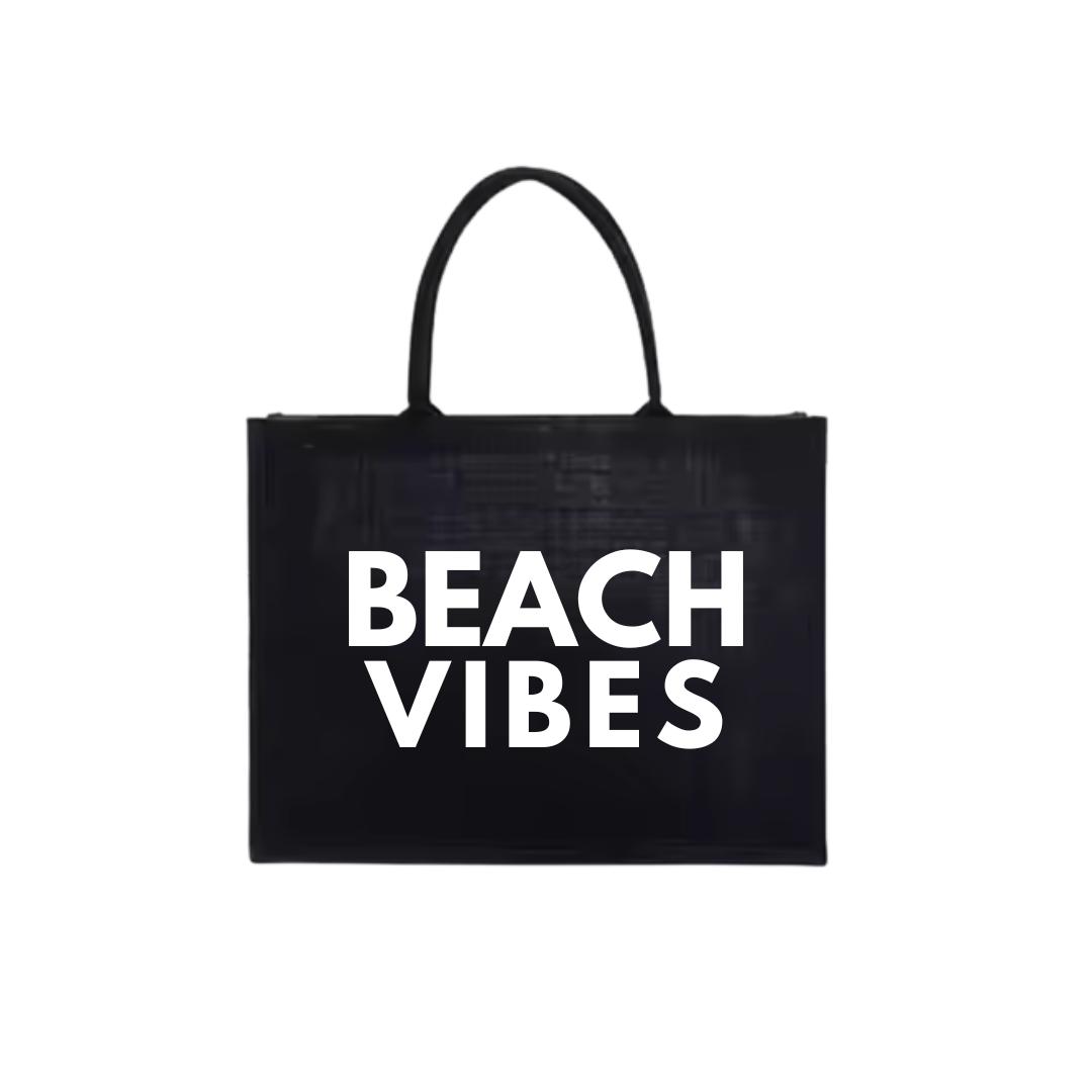 "beach vibes" beach bag