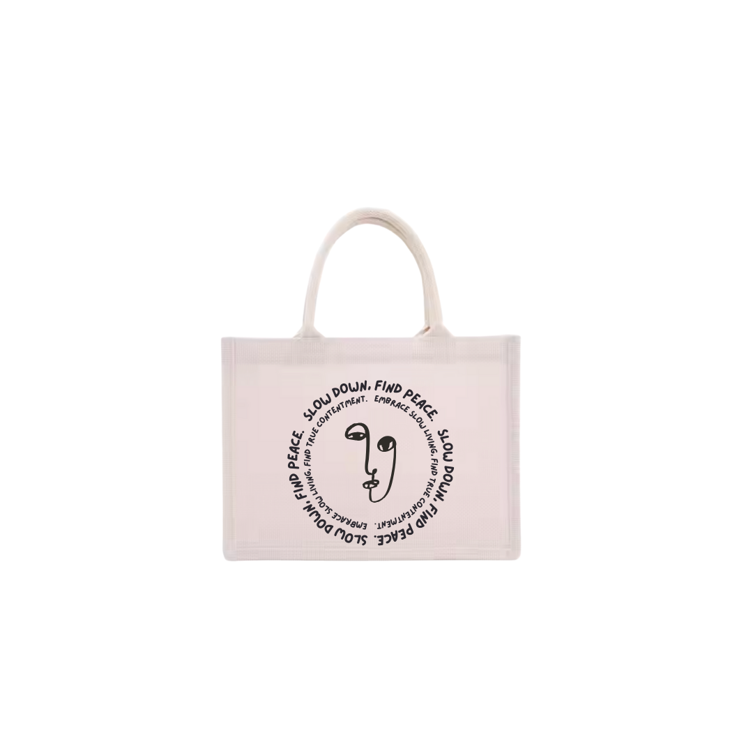 "slow down" beach bag